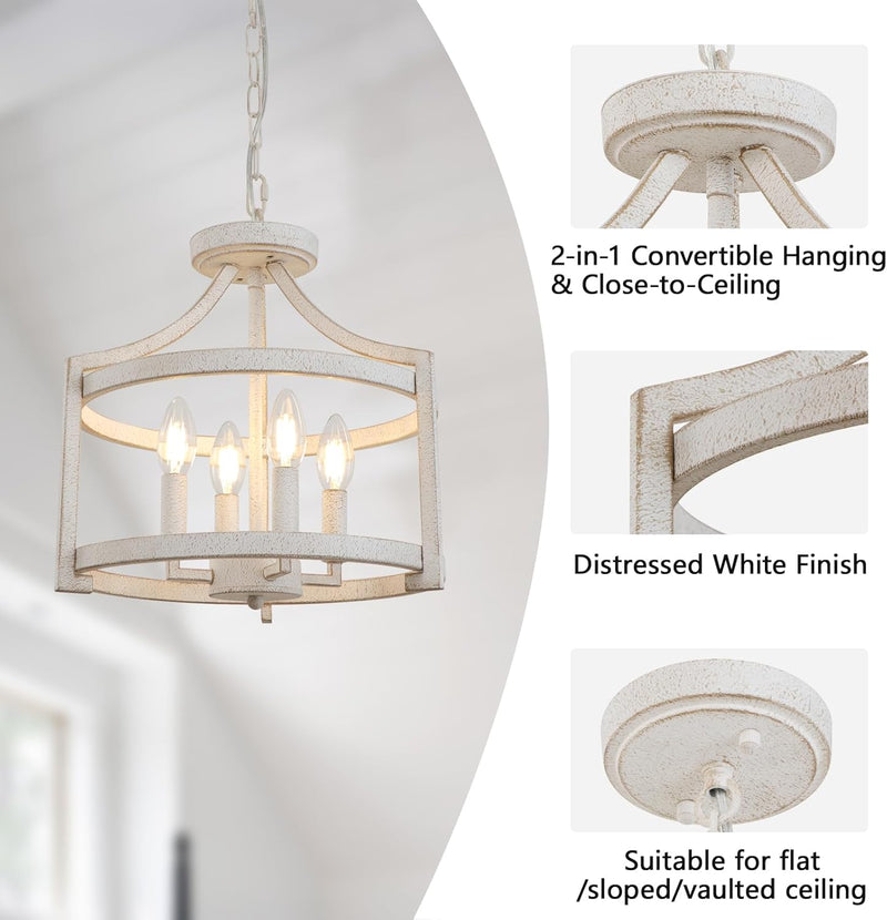 4-Light Vintage Chandelier Farmhouse Rustic Chandeliers