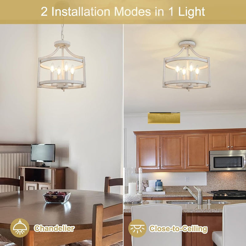 4-Light Vintage Chandelier Farmhouse Rustic Chandeliers