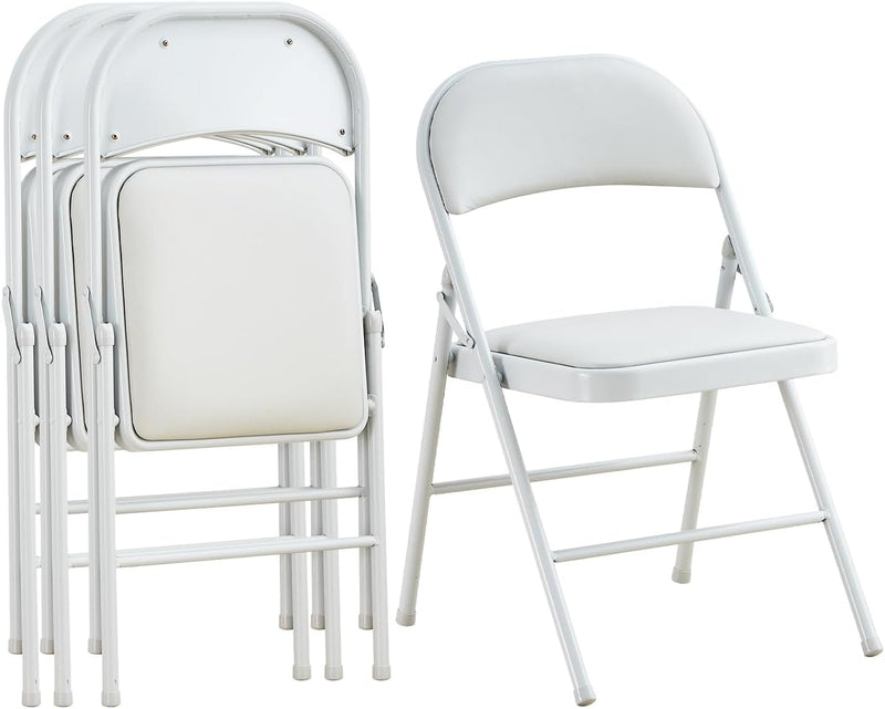 4-Pack Vinyl-Padded Folding Chair Metal Frame