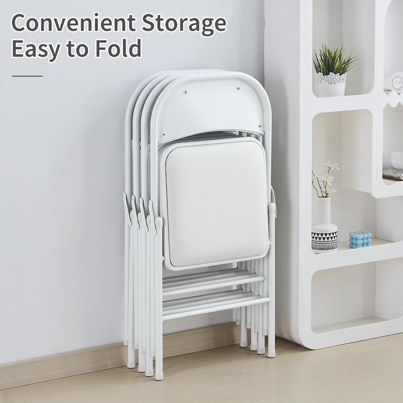 4-Pack Vinyl-Padded Folding Chair Metal Frame