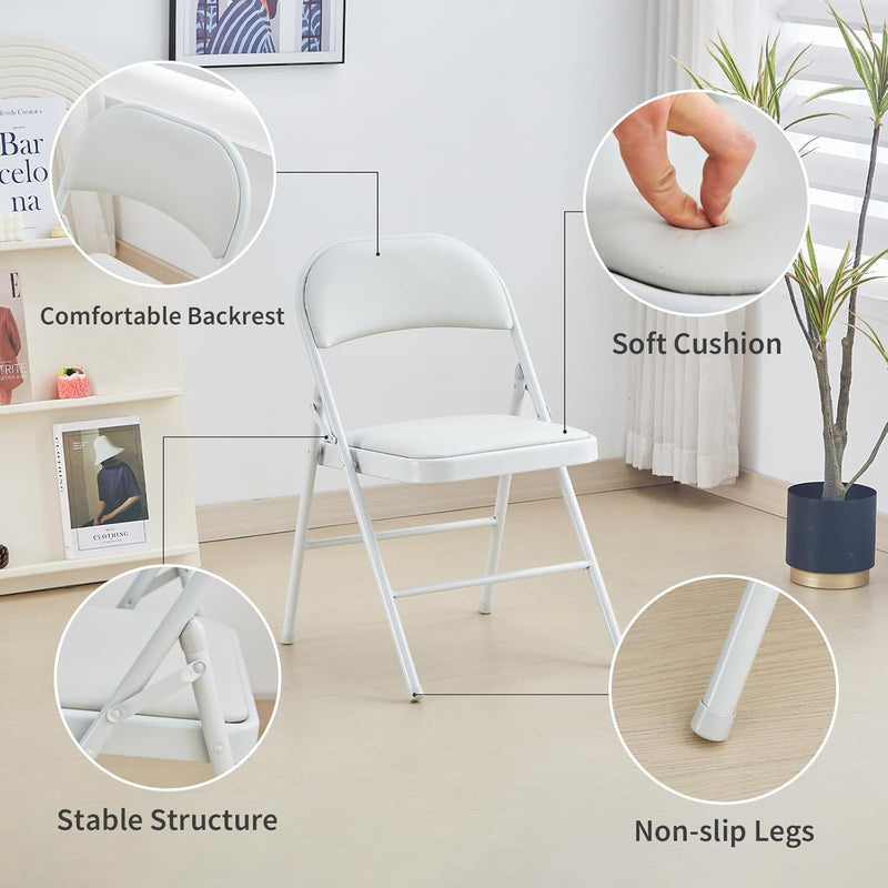 4-Pack Vinyl-Padded Folding Chair Metal Frame