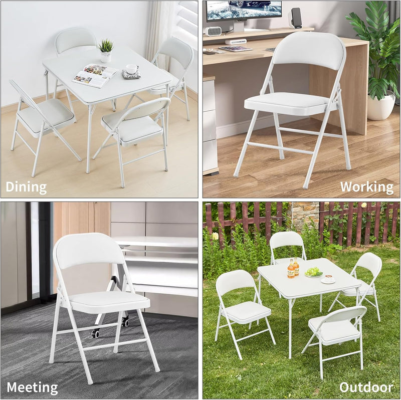 4-Pack Vinyl-Padded Folding Chair Metal Frame