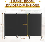 4 Panel Upgraded Room Divider with Wheels