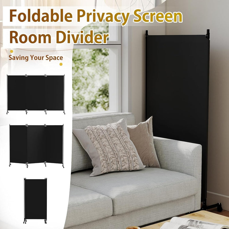 4 Panel Upgraded Room Divider with Wheels
