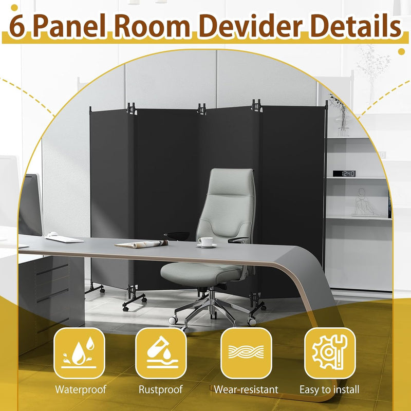 4 Panel Upgraded Room Divider with Wheels