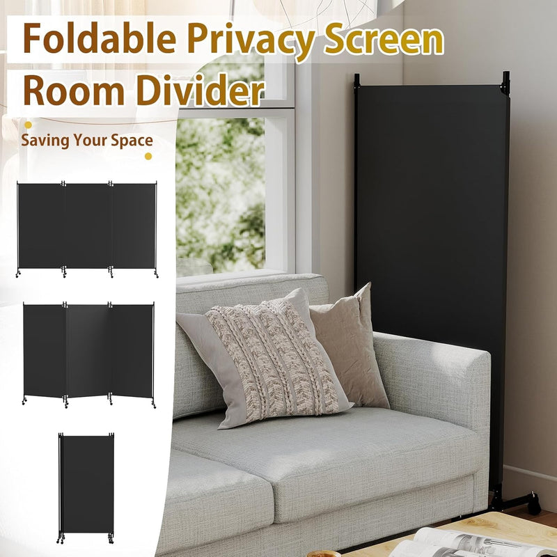 4 Panel Upgraded Room Divider with Wheels