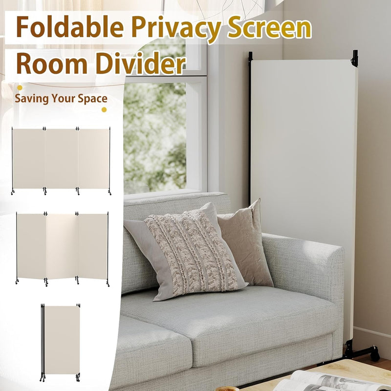 4 Panel Upgraded Room Divider with Wheels
