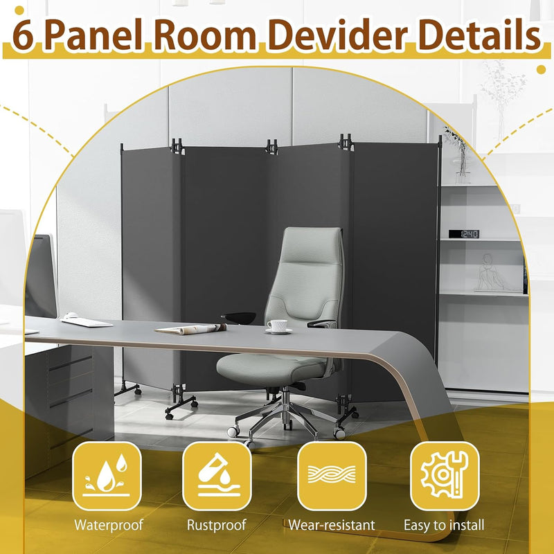 4 Panel Upgraded Room Divider with Wheels