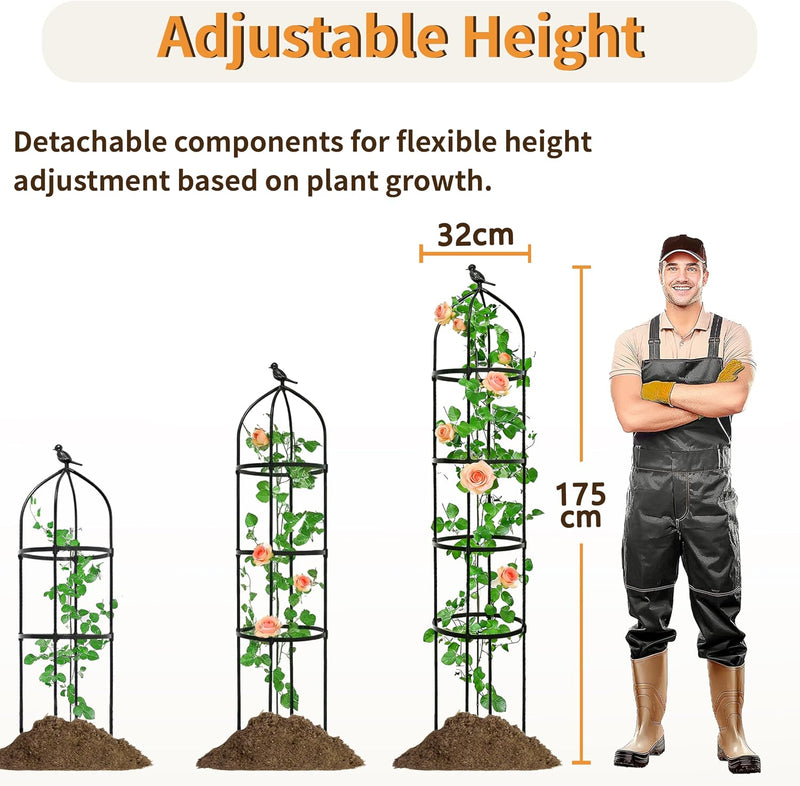 4 Pcs 175CM Obelisk Trellis for Climbing Plants