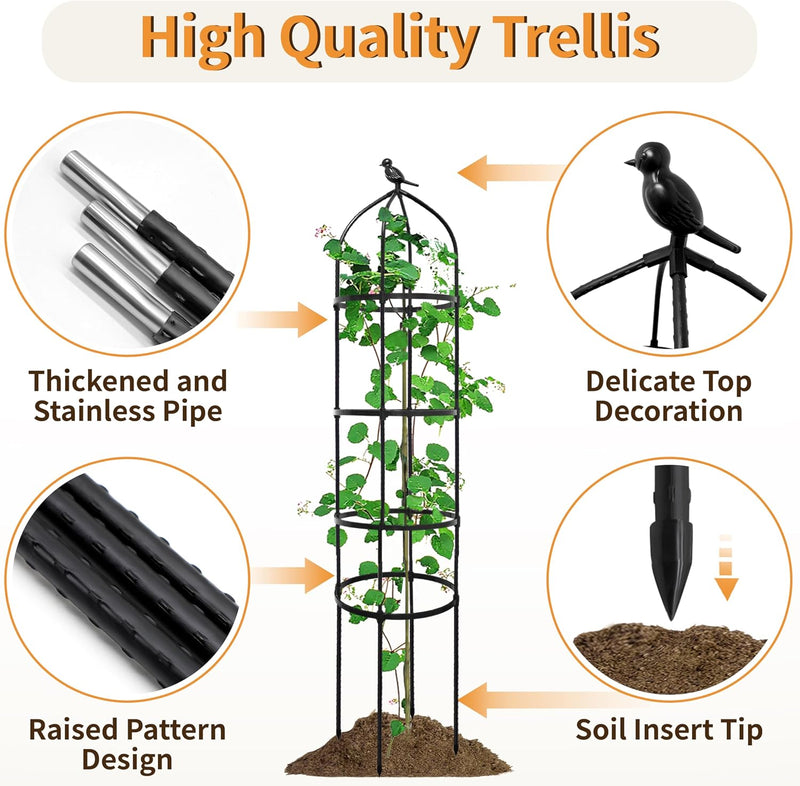 4 Pcs 175CM Obelisk Trellis for Climbing Plants