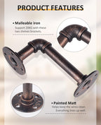 4 Pcs Pipe Shelf Bracket Industrial Floating Brackets
