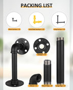 4 Pcs Pipe Shelf Bracket Industrial Floating Brackets