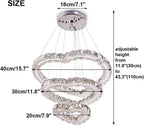 4-Ring Dimmable Crystal LED Chandelier Adjustable Pendant Light