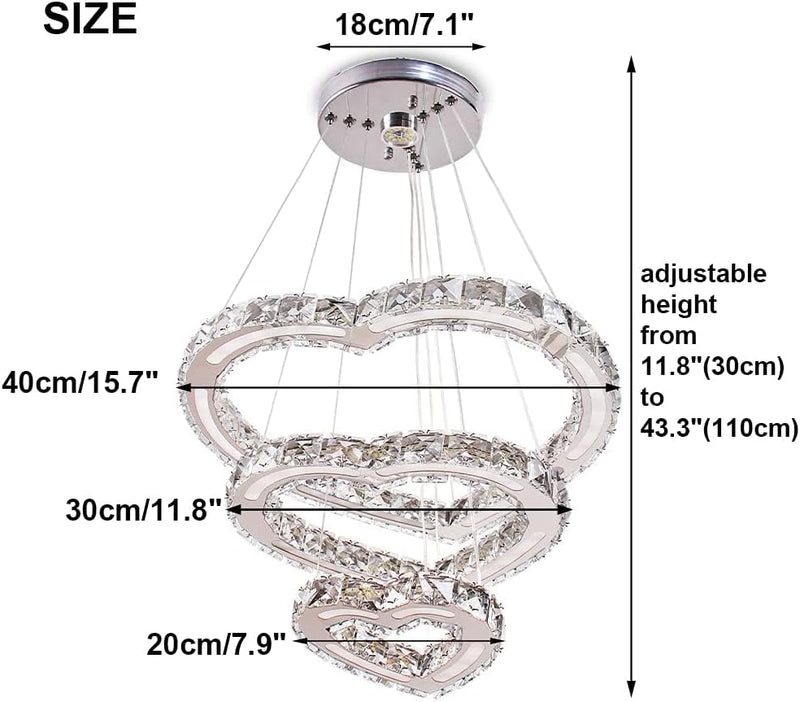 4-Ring Dimmable Crystal LED Chandelier Adjustable Pendant Light