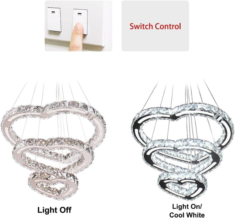 4-Ring Dimmable Crystal LED Chandelier Adjustable Pendant Light