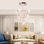 4-Ring Dimmable Crystal LED Chandelier Adjustable Pendant Light