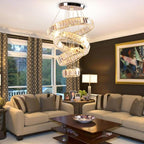4-Ring Dimmable Crystal LED Chandelier Adjustable Pendant Light