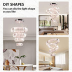 4-Ring Dimmable Crystal LED Chandelier Adjustable Pendant Light