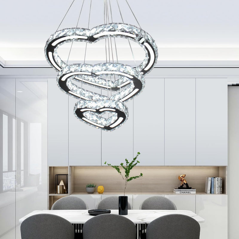 4-Ring Dimmable Crystal LED Chandelier Adjustable Pendant Light