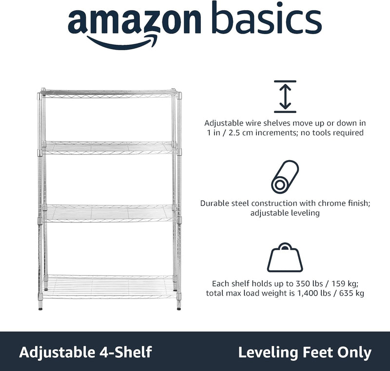 4-Shelf Storage Unit with Height Adjustable Shelves