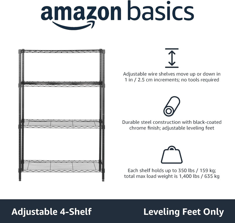 4-Shelf Storage Unit with Height Adjustable Shelves