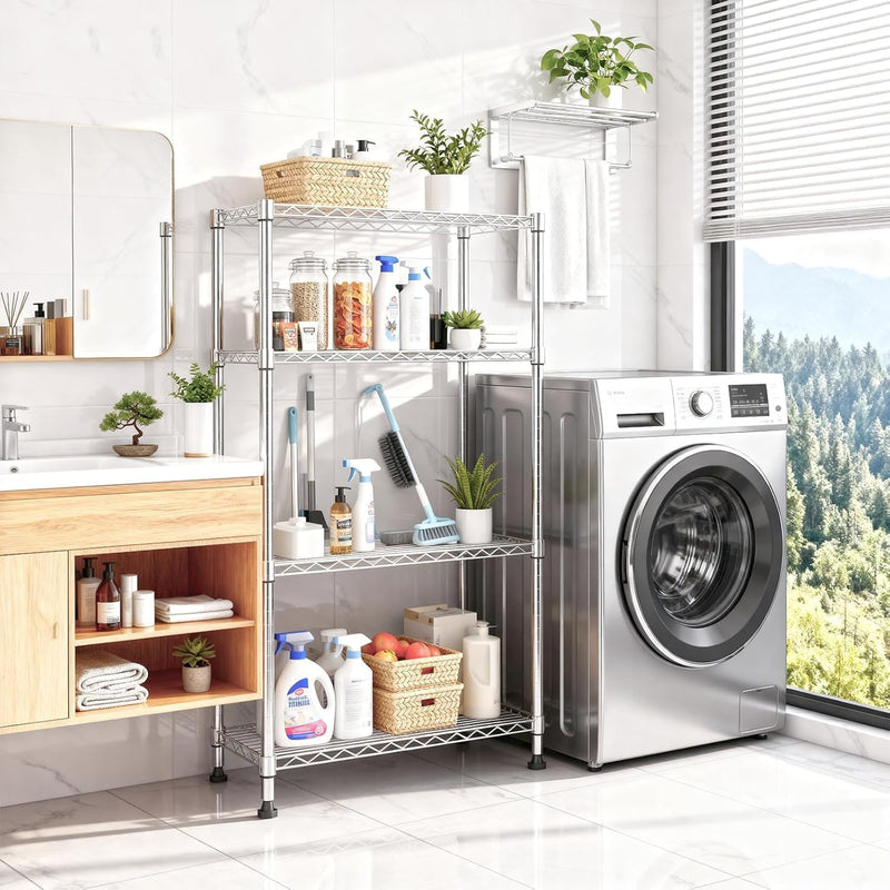 4-Shelf Storage Unit with Height Adjustable Shelves