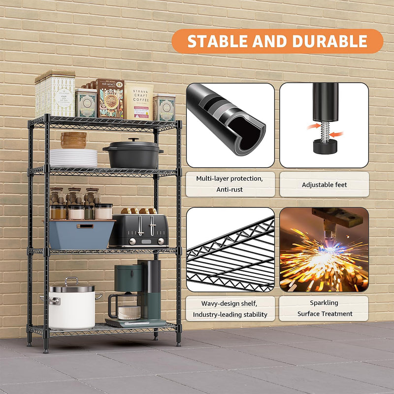 4-Shelf Storage Unit with Height Adjustable Shelves
