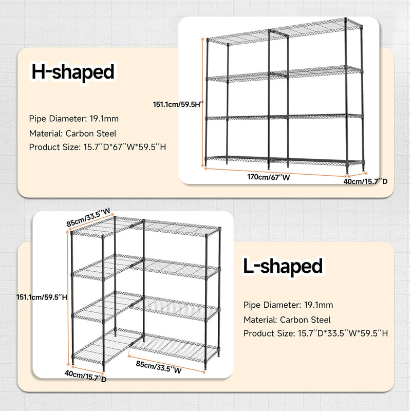 4-Shelf Storage Unit with Height Adjustable Shelves