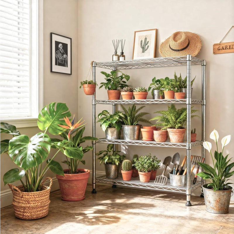 4-Shelf Storage Unit with Height Adjustable Shelves