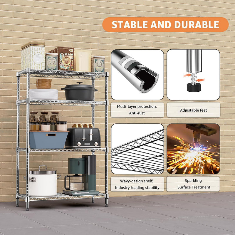 4-Shelf Storage Unit with Height Adjustable Shelves