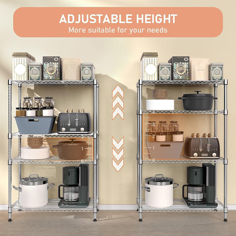 4-Shelf Storage Unit with Height Adjustable Shelves