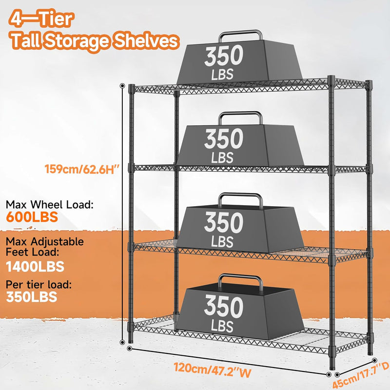 4-Shelf Storage Unit with Height Adjustable Shelves
