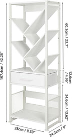 4-Shelf Tree Bookshelf 24.1-Inch Retro Floor Standing Bookcase