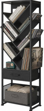 4-Shelf Tree Bookshelf 24.1-Inch Retro Floor Standing Bookcase