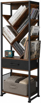 4-Shelf Tree Bookshelf 24.1-Inch Retro Floor Standing Bookcase