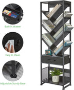 4-Shelf Tree Bookshelf 24.1-Inch Retro Floor Standing Bookcase