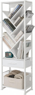 4-Shelf Tree Bookshelf 24.1-Inch Retro Floor Standing Bookcase