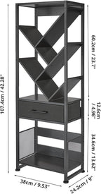 4-Shelf Tree Bookshelf 24.1-Inch Retro Floor Standing Bookcase