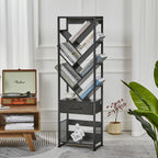 4-Shelf Tree Bookshelf 24.1-Inch Retro Floor Standing Bookcase