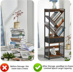 4-Shelf Tree Bookshelf 24.1-Inch Retro Floor Standing Bookcase