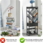 4-Shelf Tree Bookshelf 24.1-Inch Retro Floor Standing Bookcase