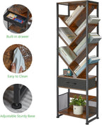 4-Shelf Tree Bookshelf 24.1-Inch Retro Floor Standing Bookcase