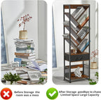 4-Shelf Tree Bookshelf 24.1-Inch Retro Floor Standing Bookcase