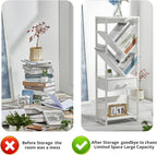 4-Shelf Tree Bookshelf 24.1-Inch Retro Floor Standing Bookcase