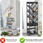 4-Shelf Tree Bookshelf 24.1-Inch Retro Floor Standing Bookcase