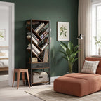 4-Shelf Tree Bookshelf 24.1-Inch Retro Floor Standing Bookcase