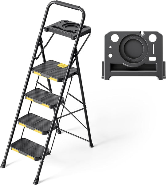 Folding 4-Step Ladder with Tool Tray