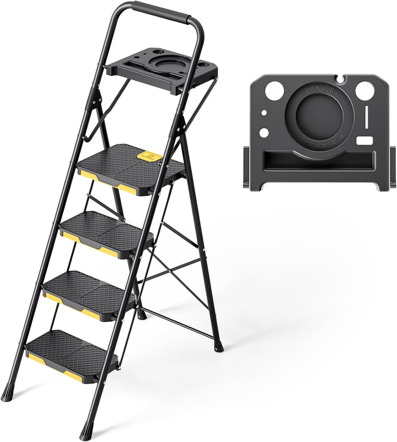 Folding 4-Step Ladder with Tool Tray