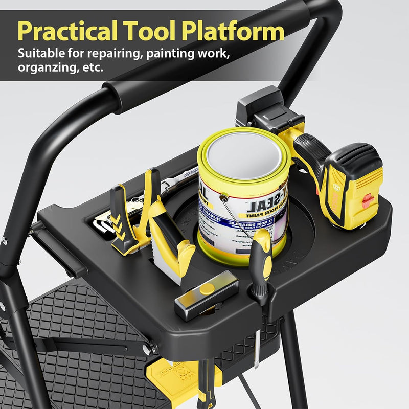Folding 4-Step Ladder with Tool Tray