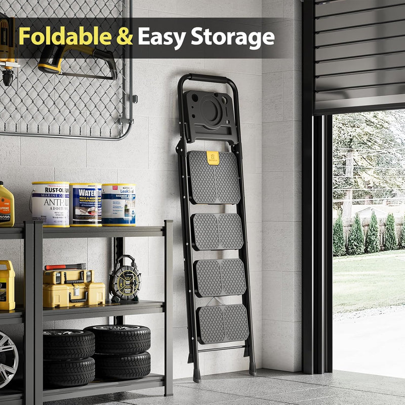 Folding 4-Step Ladder with Tool Tray